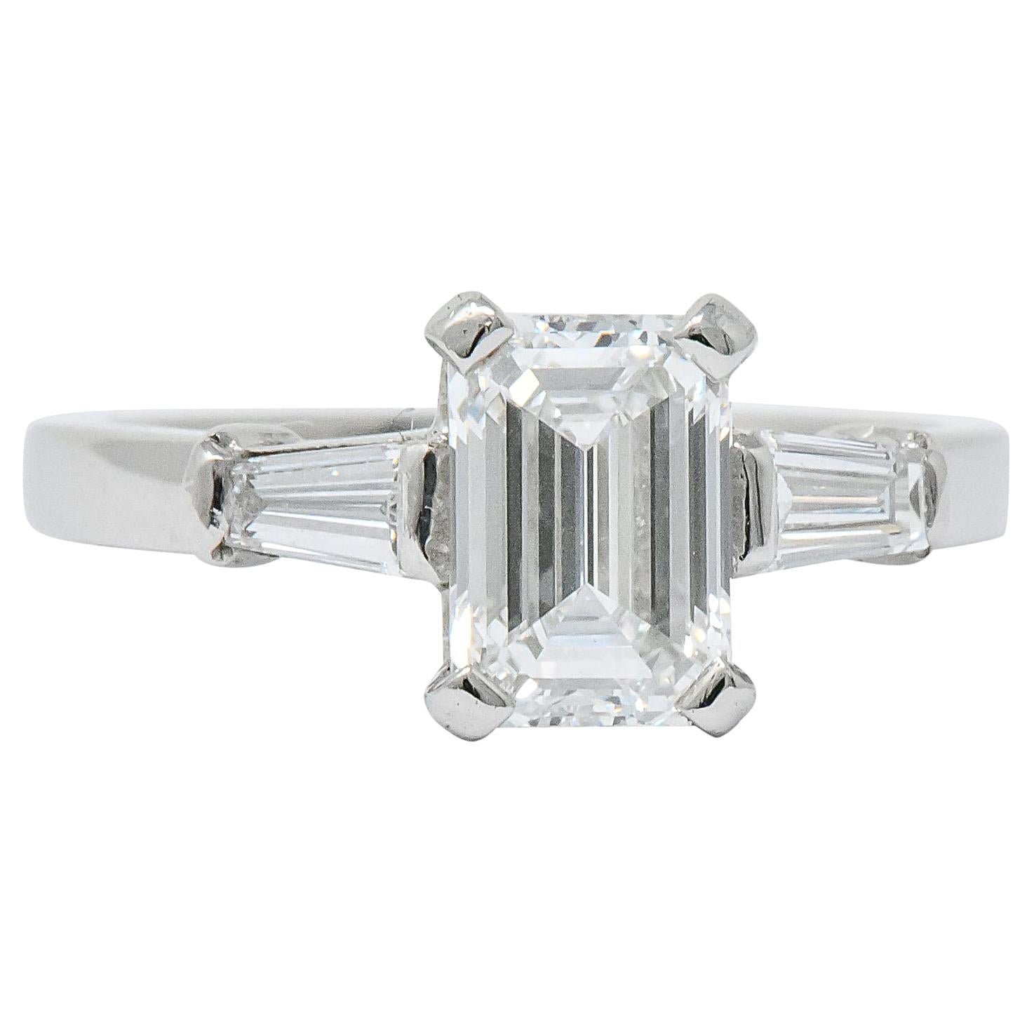Bulgari 1.48 Carat Emerald Cut Diamond Platinum Engagement Ring GIA
