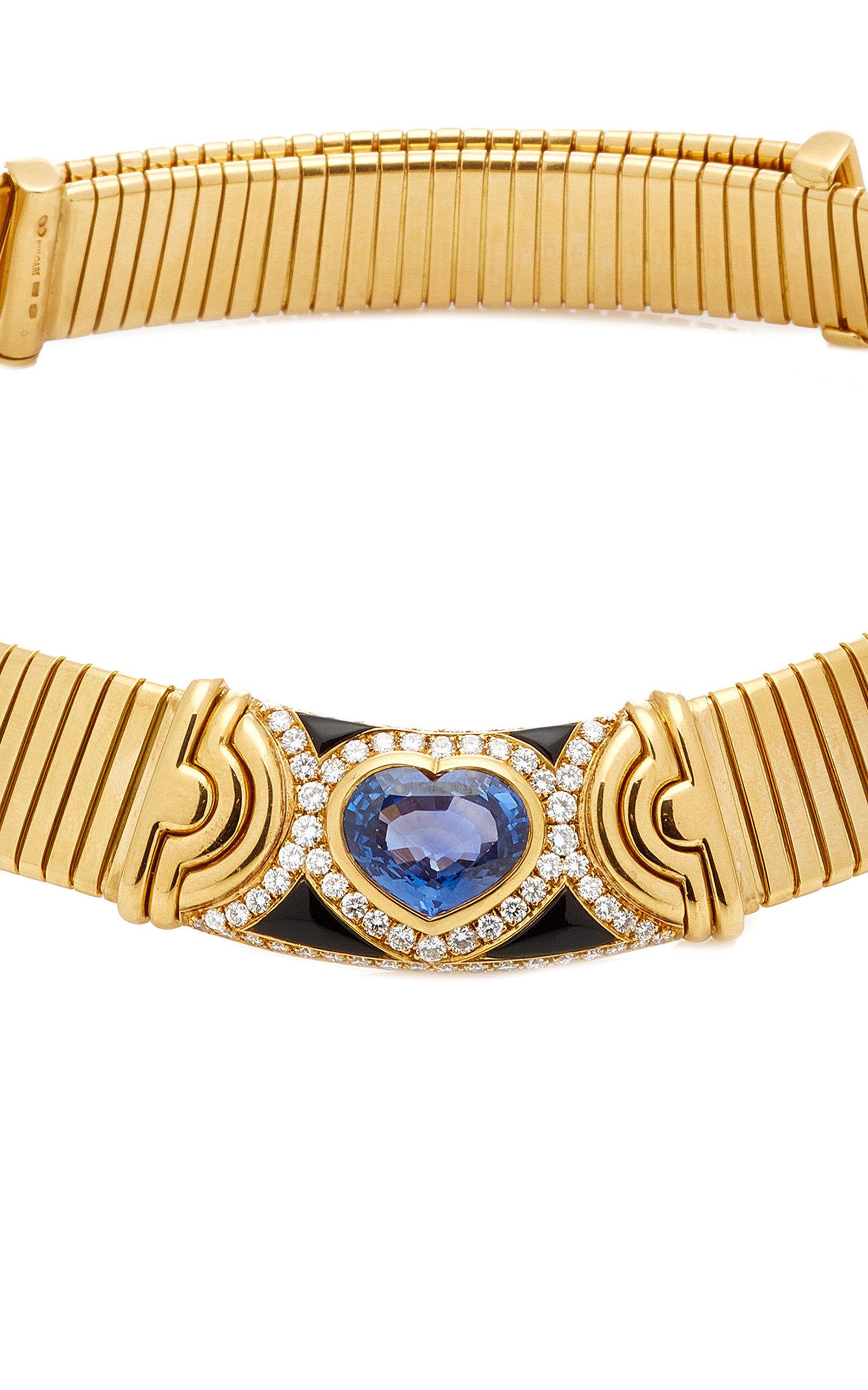 Bulgari 14 Carat Natural Sapphire Gold Diamond Choker In Excellent Condition In New York, NY