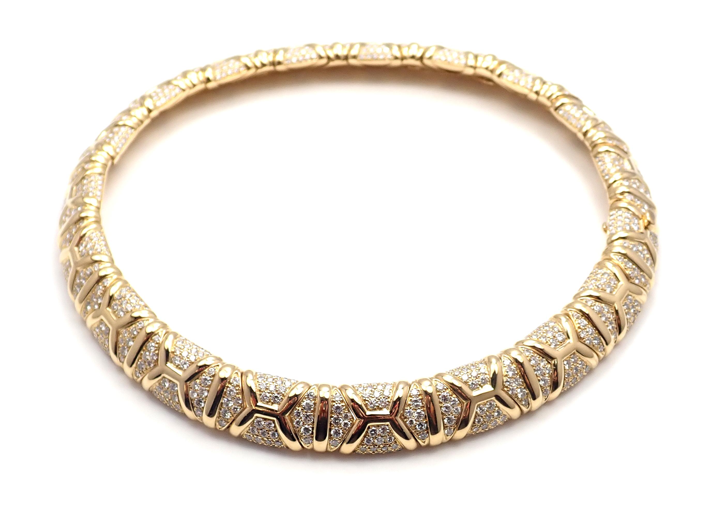 Bulgari 16 Carat Diamond Yellow Gold Choker Necklace In Excellent Condition In Holland, PA