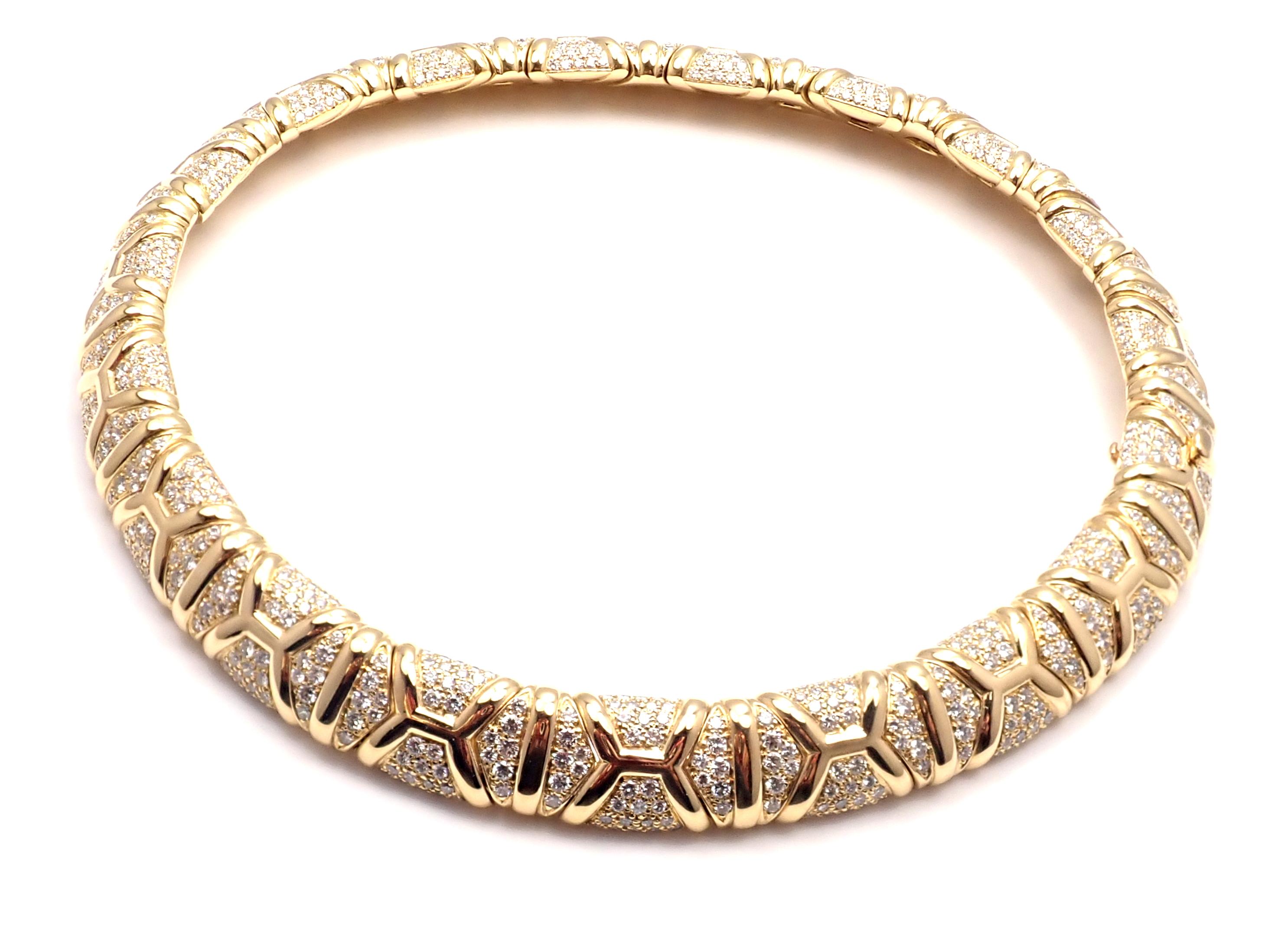 Women's or Men's Bulgari 16 Carat Diamond Yellow Gold Choker Necklace
