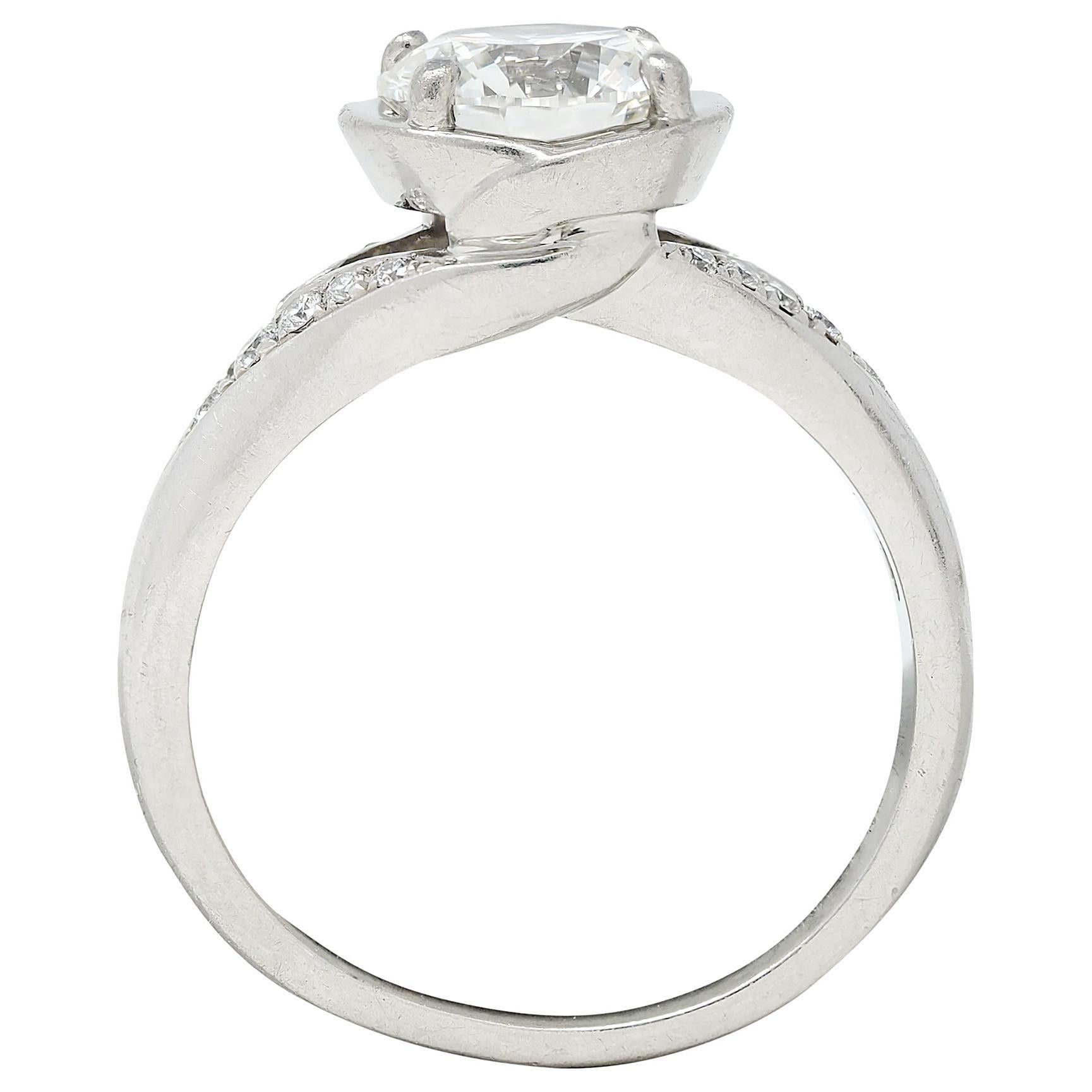 Bulgari 1.71 CTW Round Brilliant Diamond Platinum Swirling Engagement Ring GIA For Sale 4