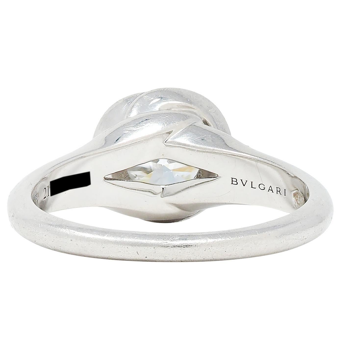 Bulgari 1.71 CTW Round Brilliant Diamond Platinum Swirling Engagement Ring GIA In Excellent Condition For Sale In Philadelphia, PA
