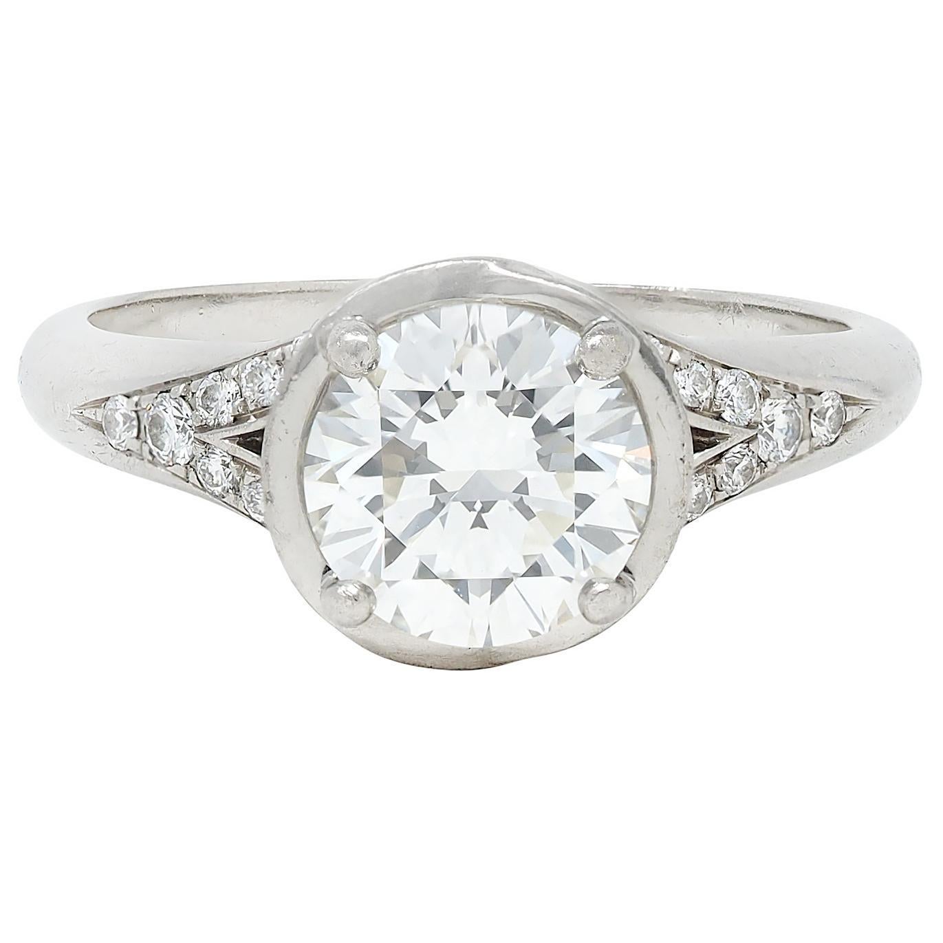 Bulgari 1.71 CTW Round Brilliant Diamond Platinum Swirling Engagement Ring GIA For Sale 2