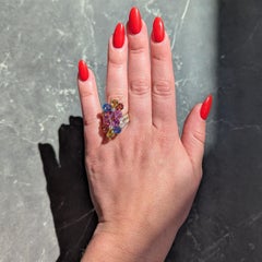 Bulgari 17.26 CTW Diamond Sapphire Flower 18K Yellow Gold Floral Bypass Ring