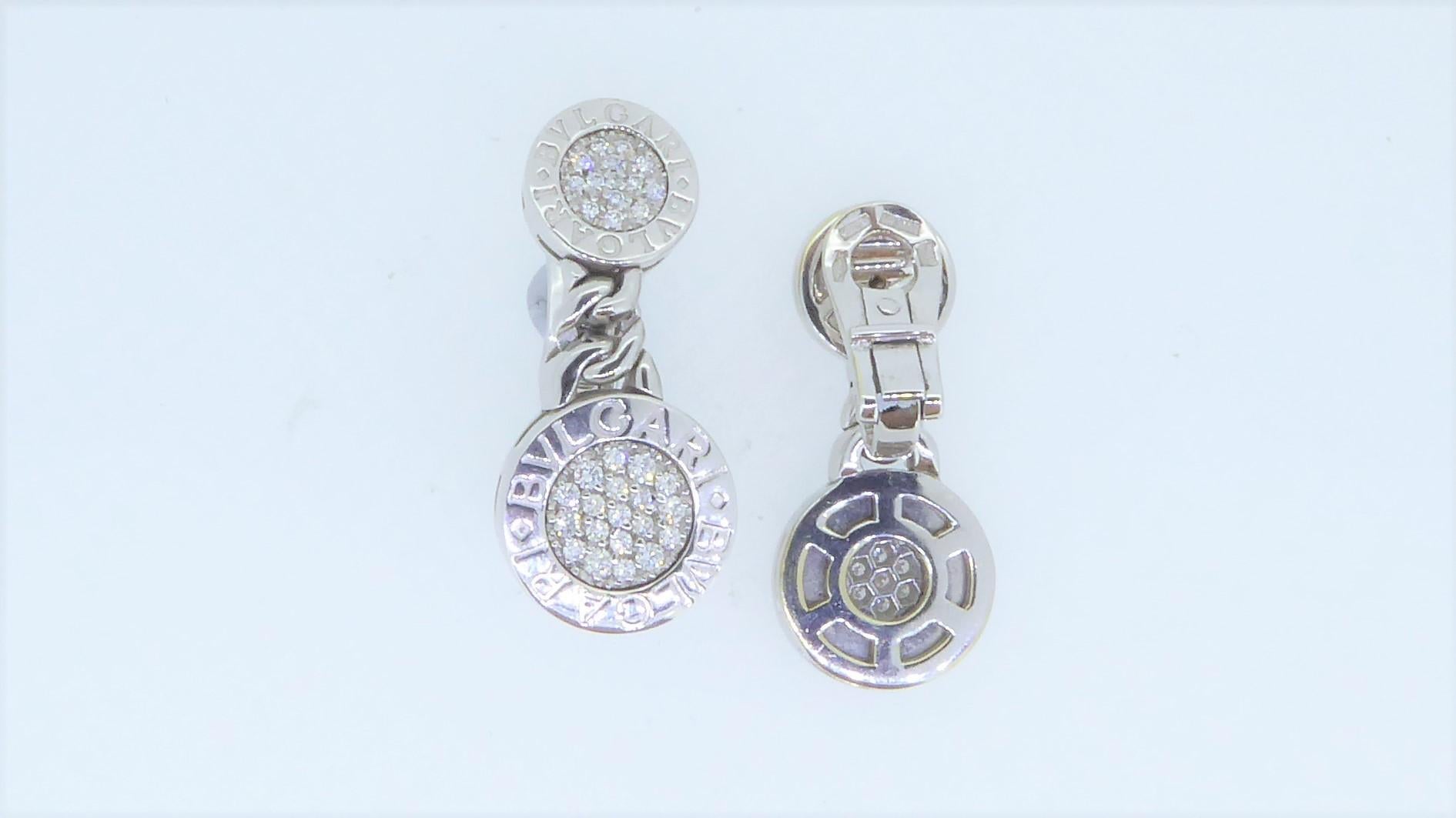 Bulgari 18 Carat White Gold and Diamond Tubogas Earrings In Good Condition For Sale In London, GB