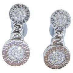 Bulgari 18 Carat White Gold and Diamond Tubogas Earrings