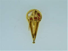Bulgari 18 Carat Yellow Gold Diamond, Coral and Mother of Pearl Ice Cream Brooch