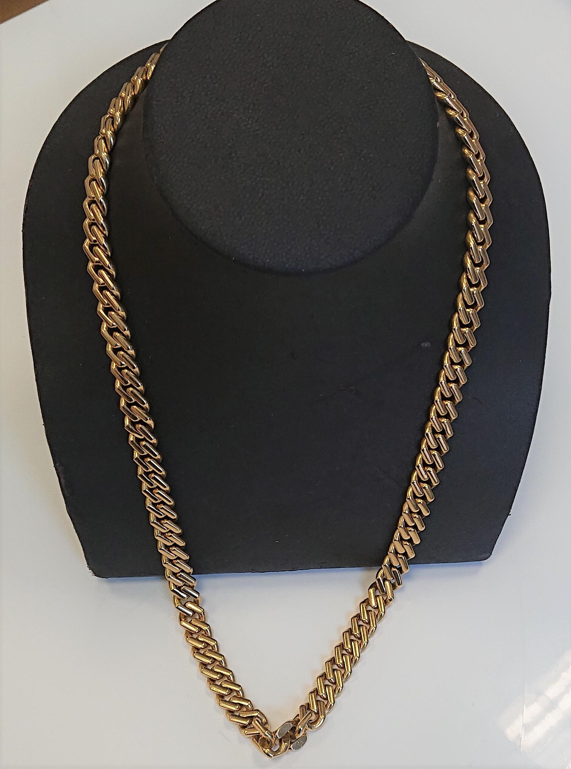 Bulgari 18 Carat Yellow Gold Heavy Link Chain Necklace. 1980s. The gold necklace signed 
