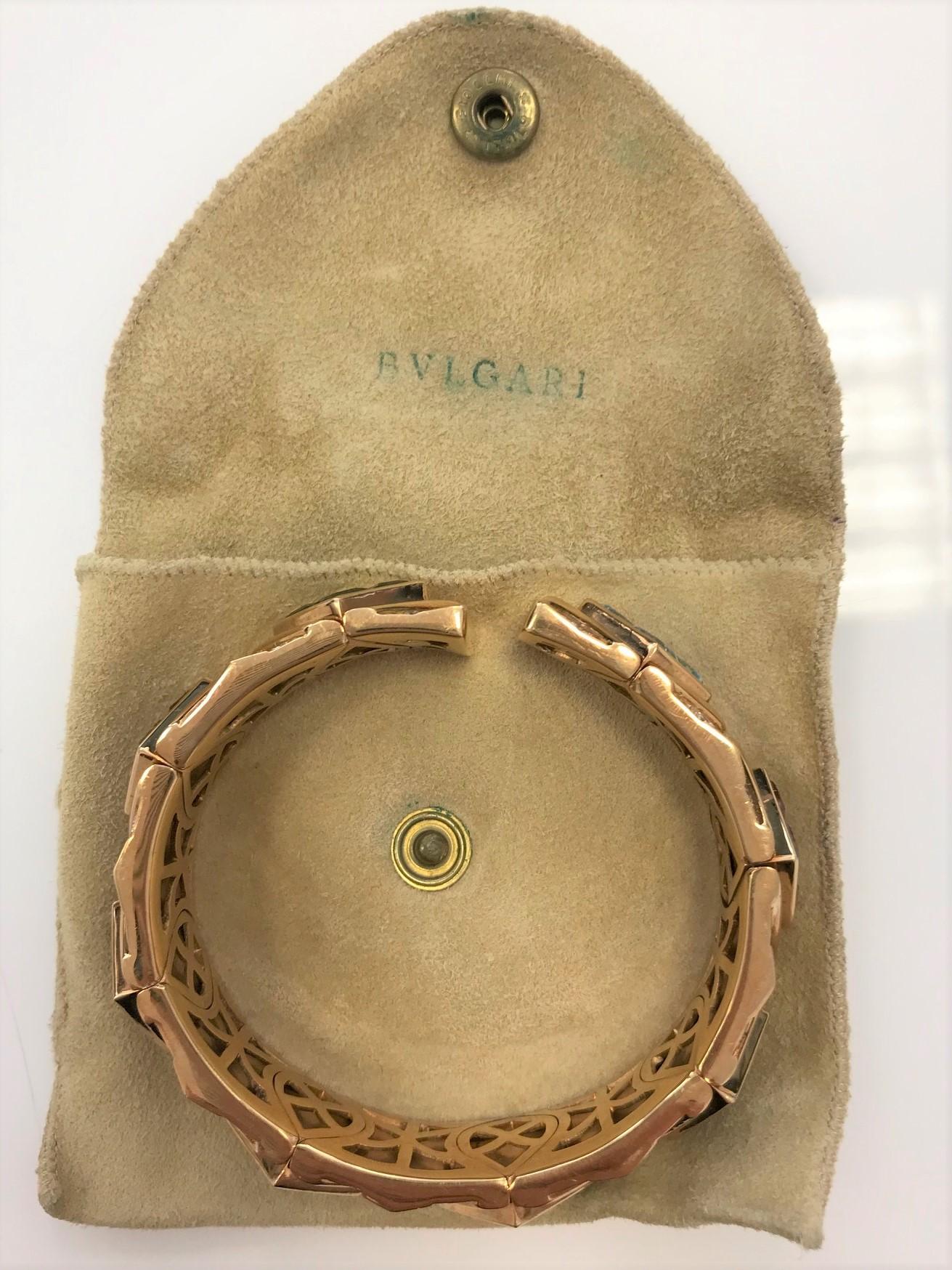 Bulgari 18 Carat Yellow Gold Multi-Gem and Diamond Carré Bracelet Bangle 2