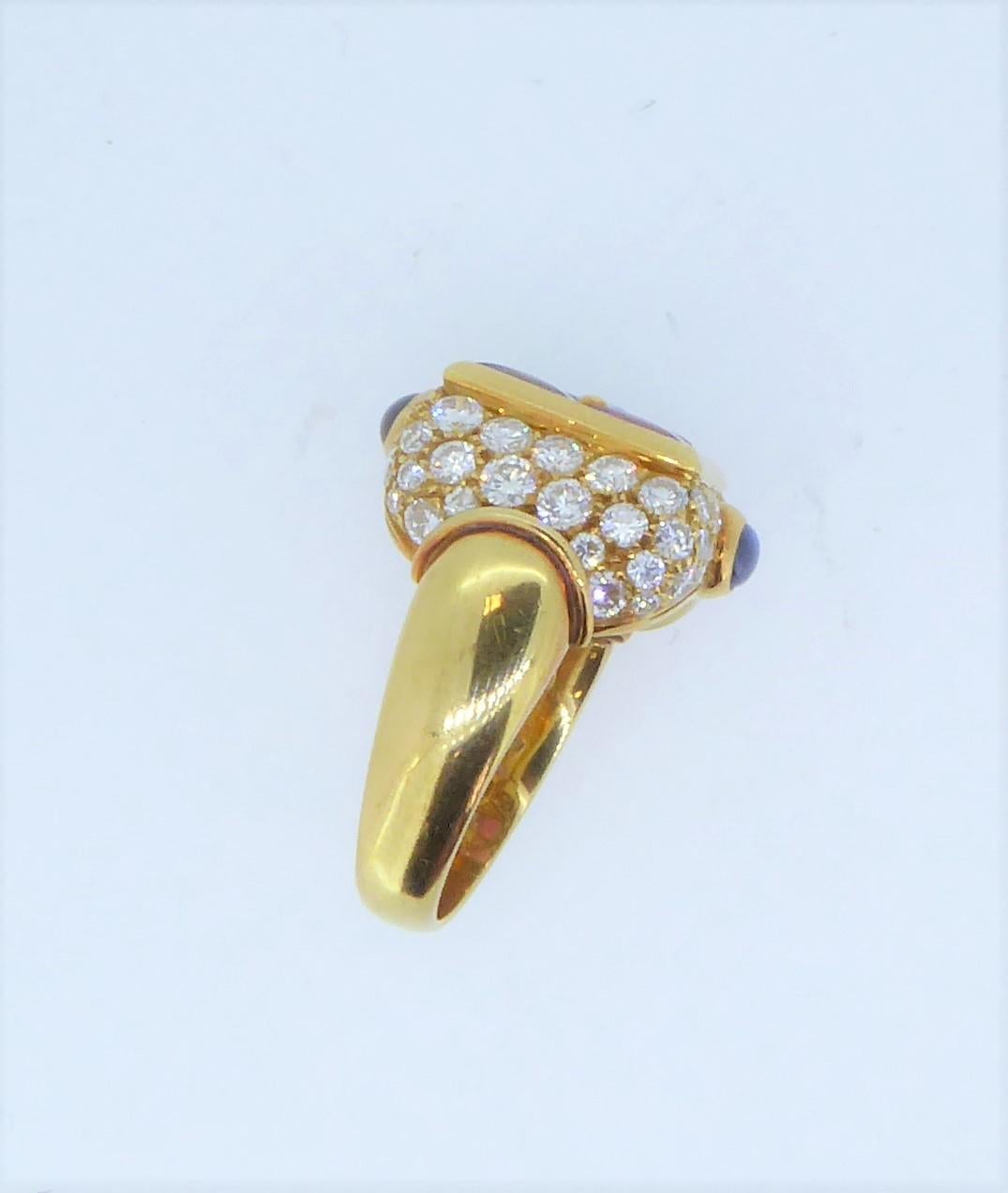 Asscher Cut Bulgari Multi-Gem and Diamond Gold  Carré Ring