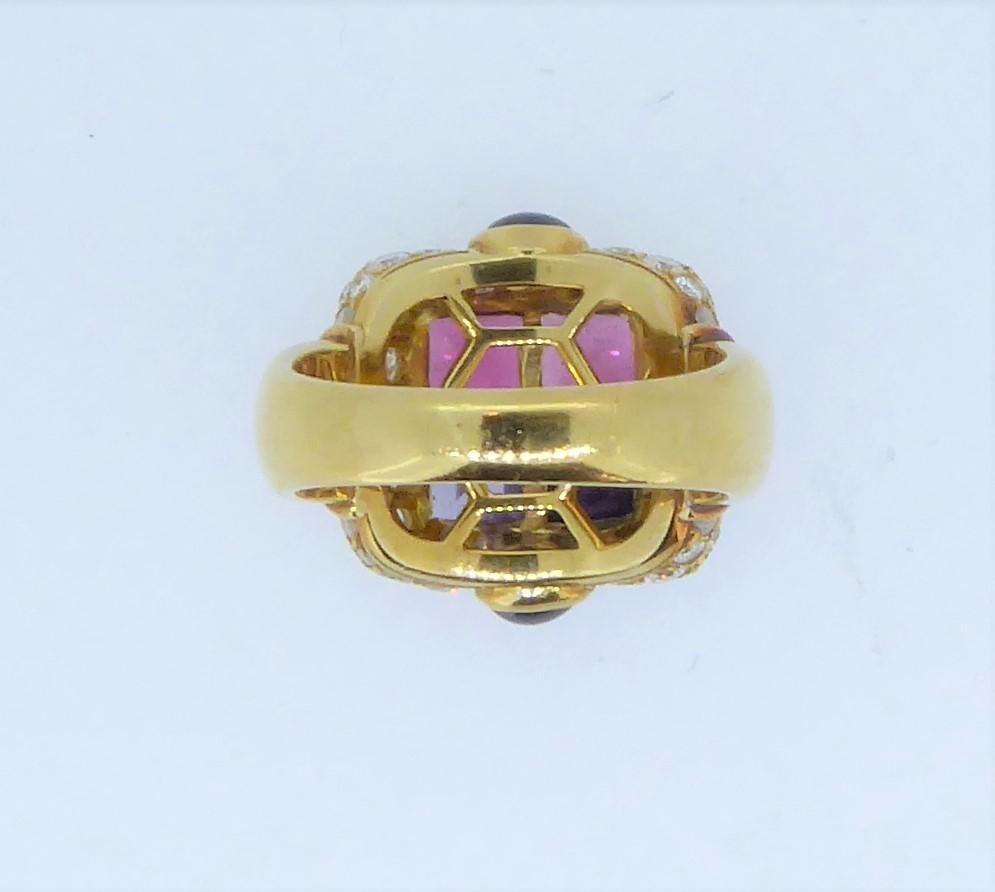 Bulgari Multi-Gem and Diamond Gold  Carré Ring In Good Condition In London, GB