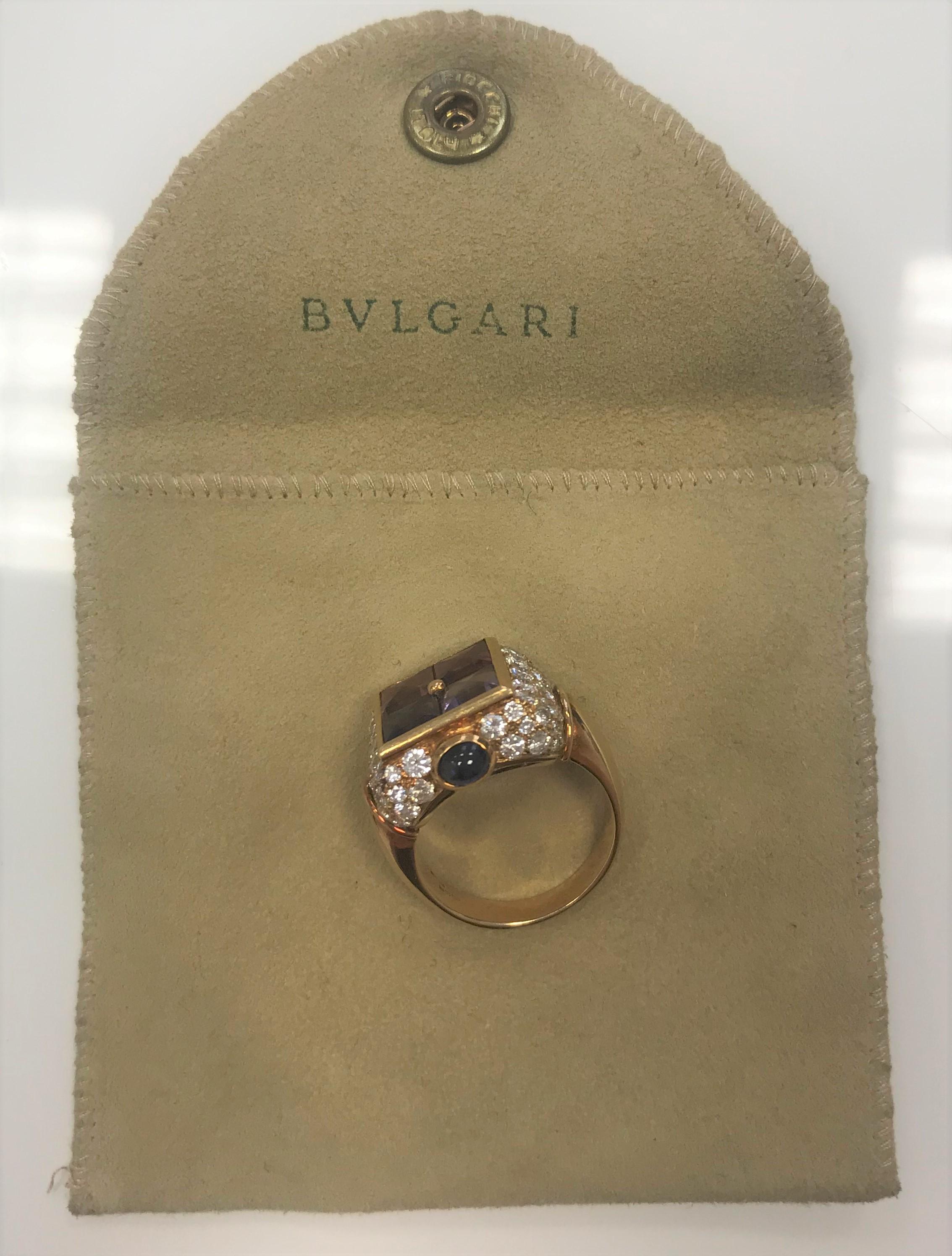 Bulgari Multi-Gem and Diamond Gold  Carré Ring 2