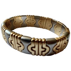 Bulgari 18 Karat Yellow Gold Stainless Steel Parentesi Cuff