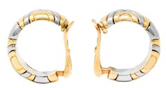 Bulgari, boucles d'oreilles Parentesi clips d'oreilles en or 18 carats et acier inoxydable