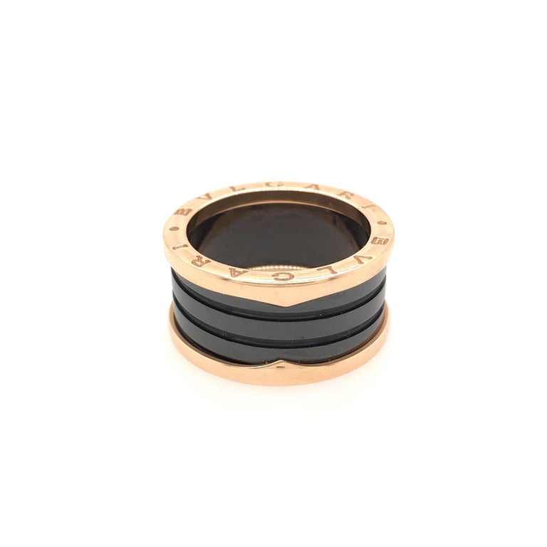Bulgari 18 Karat Rose Gold and Black Ceramic B Zero Ring For Sale at 1stDibs