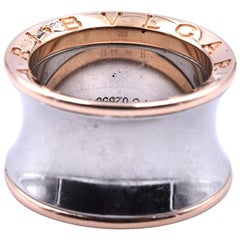 Bulgari 18 Karat Rose Gold and Stainless-Steel Ring