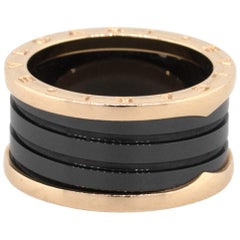 Bulgari 18 Karat Rose Gold B Zero Black Ceramic Ring