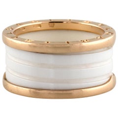 Bulgari 18 Karat Rose Gold B Zero White Ceramic Ring