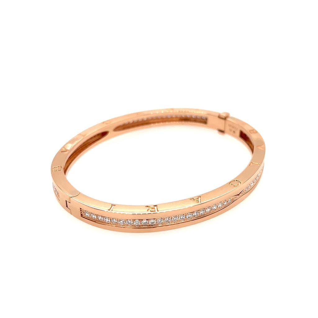 B.Zero1 Armreif aus 18 Karat Roségold mit Pavé-Diamanten (Rundschliff) im Angebot