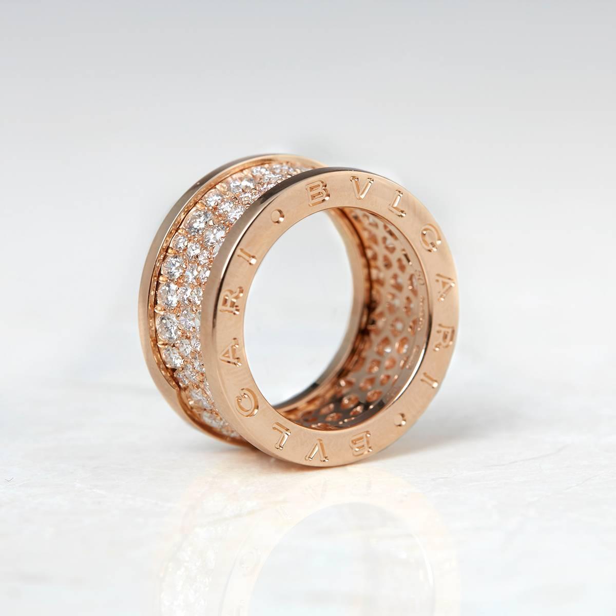 Bulgari 18 Karat Rose Gold Round Brilliant Cut Diamond B.Zero 1 Ring 1