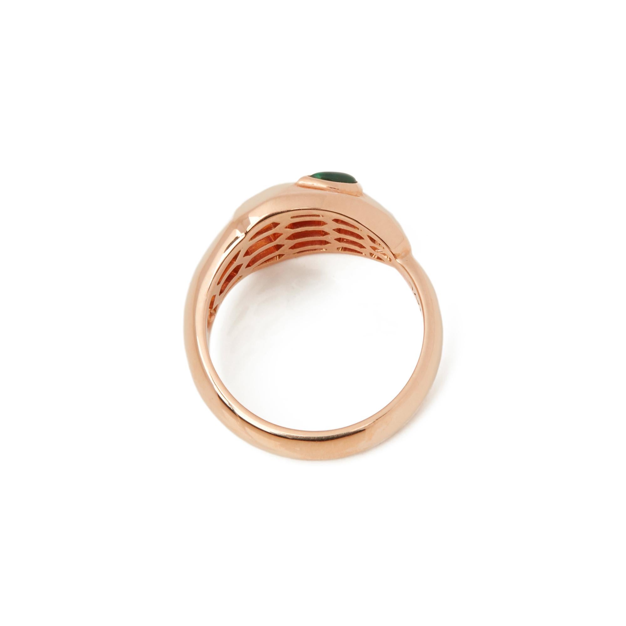 Bulgari Serpenti-Ring aus 18 Karat Roségold mit Diamant im Rundschliff und Malachit  1