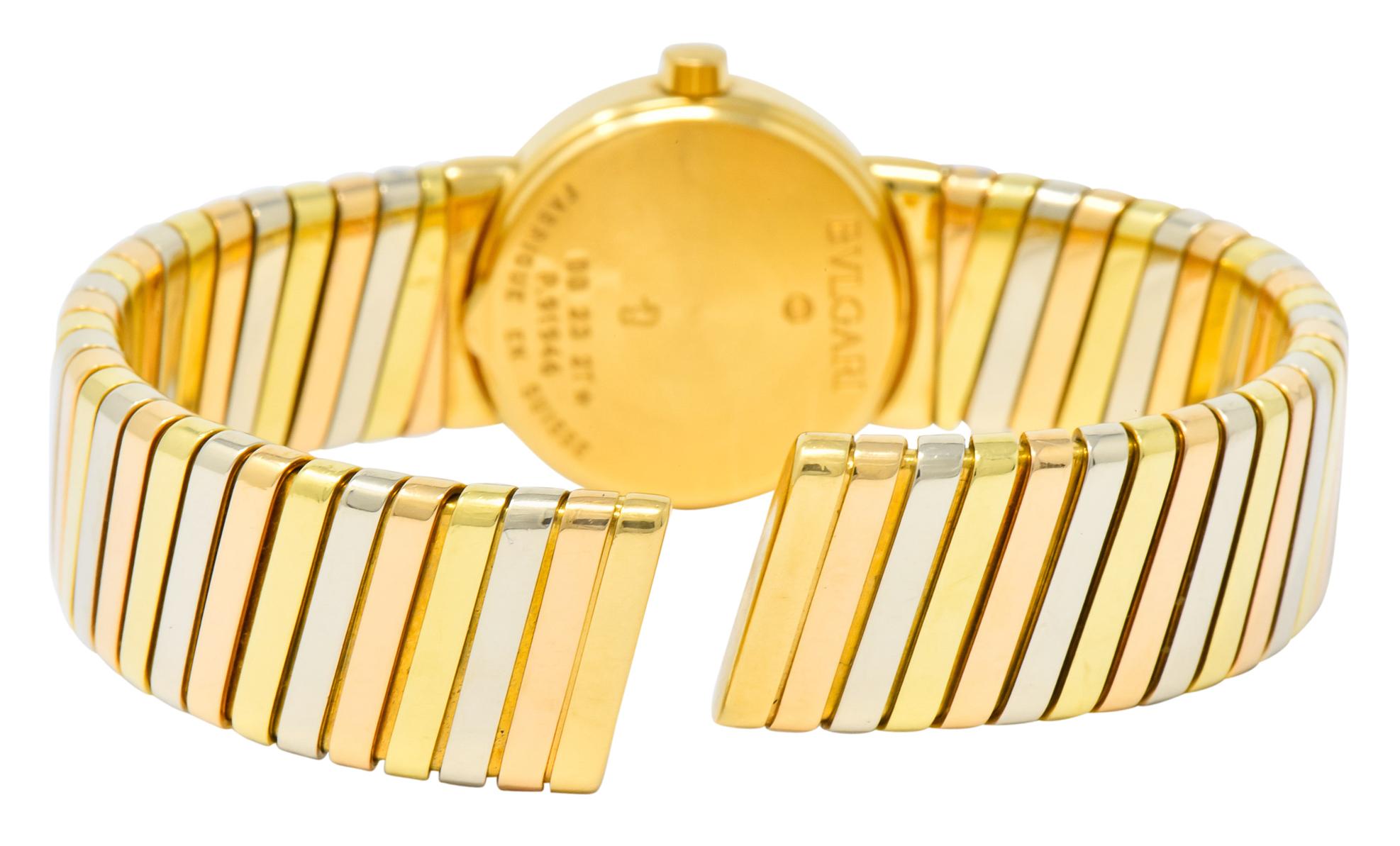 Bulgari 18 Karat Tri-Color Gold Tubogas Serpenti Flex Band Quartz Wrist Watch 2