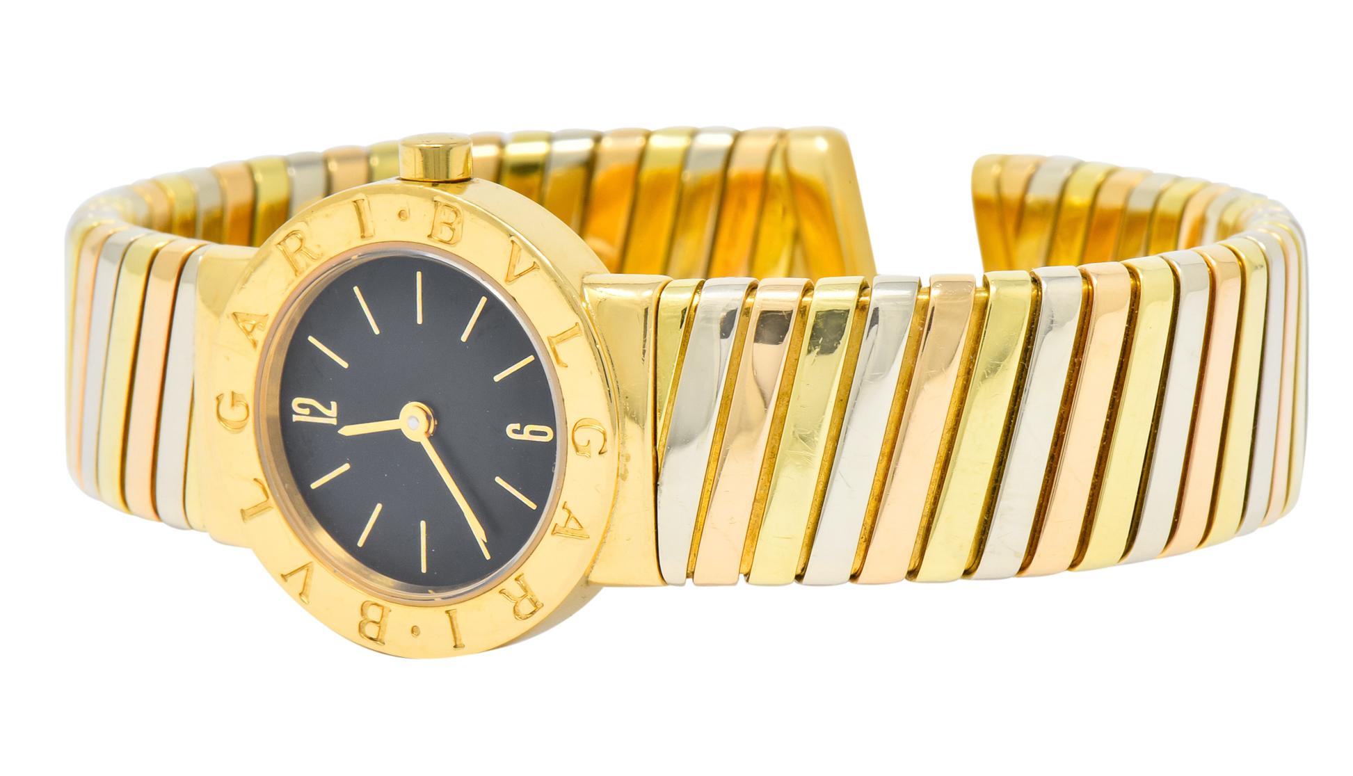 Bulgari 18 Karat Tri-Color Gold Tubogas Serpenti Flex Band Quartz Wrist Watch 3