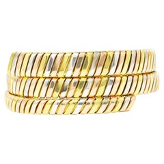 Bulgari 18 Karat Tri-Colored Yellow White Rose Gold Tubogas Serpenti Bracelet