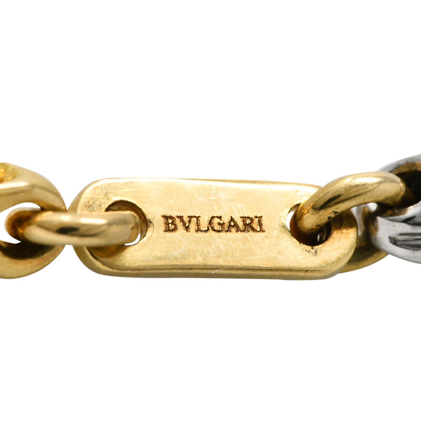 Bulgari Collier  chane Passo Doppio vintage en or 18 carats et acier inoxydable, annes 1990 en vente 3