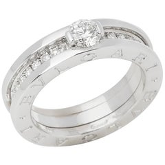 Bulgari 18 Karat White Gold B Zero 1 Round Brilliant Cut Diamond Ring