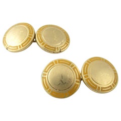 Bulgari 18 Karat Yellow Gold and Enamel Cufflinks