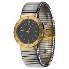 Bulgari 18 Karat Yellow Gold and Stainless Steel Tubogas Watch, Size Medium