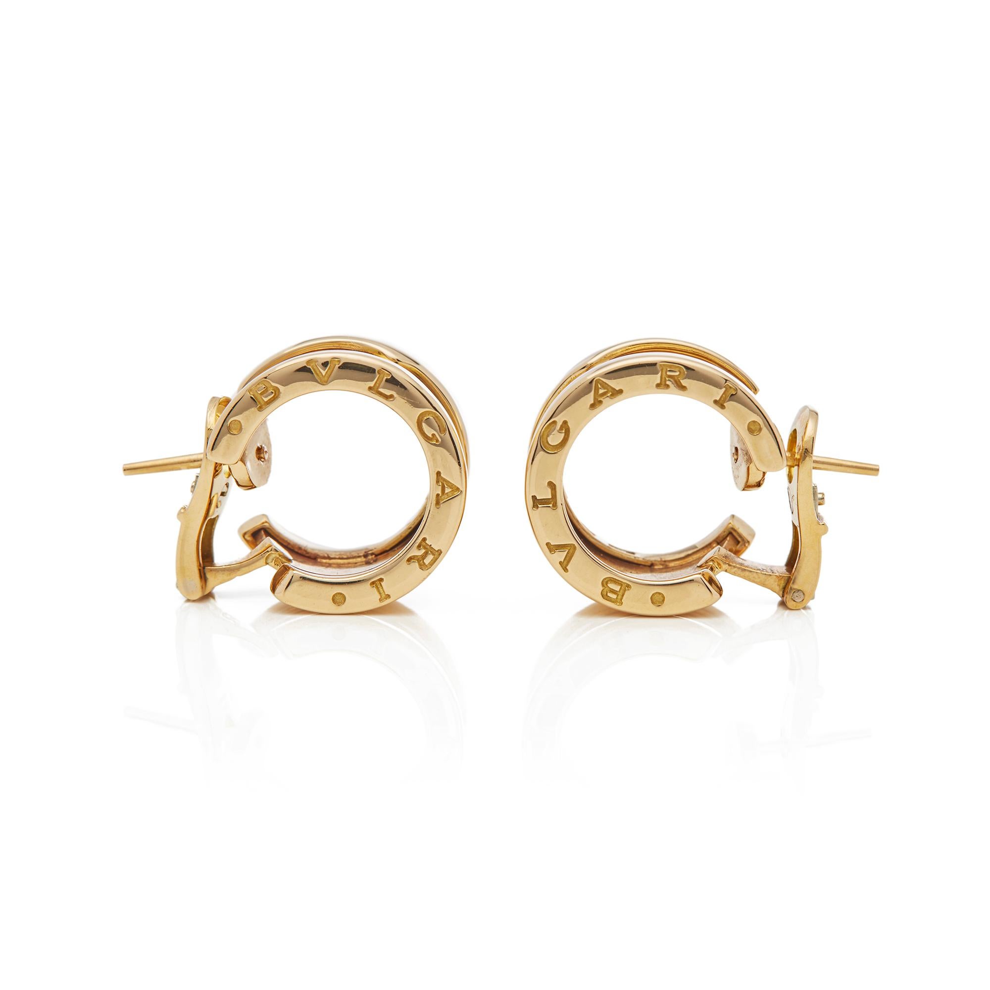 These Earrings by Bulgari are from their B.Zero 1 collection, made in 18k Yellow Gold. The length is 1.6cm and the width is 8mm. These Earrings have secure omega backs. Complete with Bulgari Box. 

