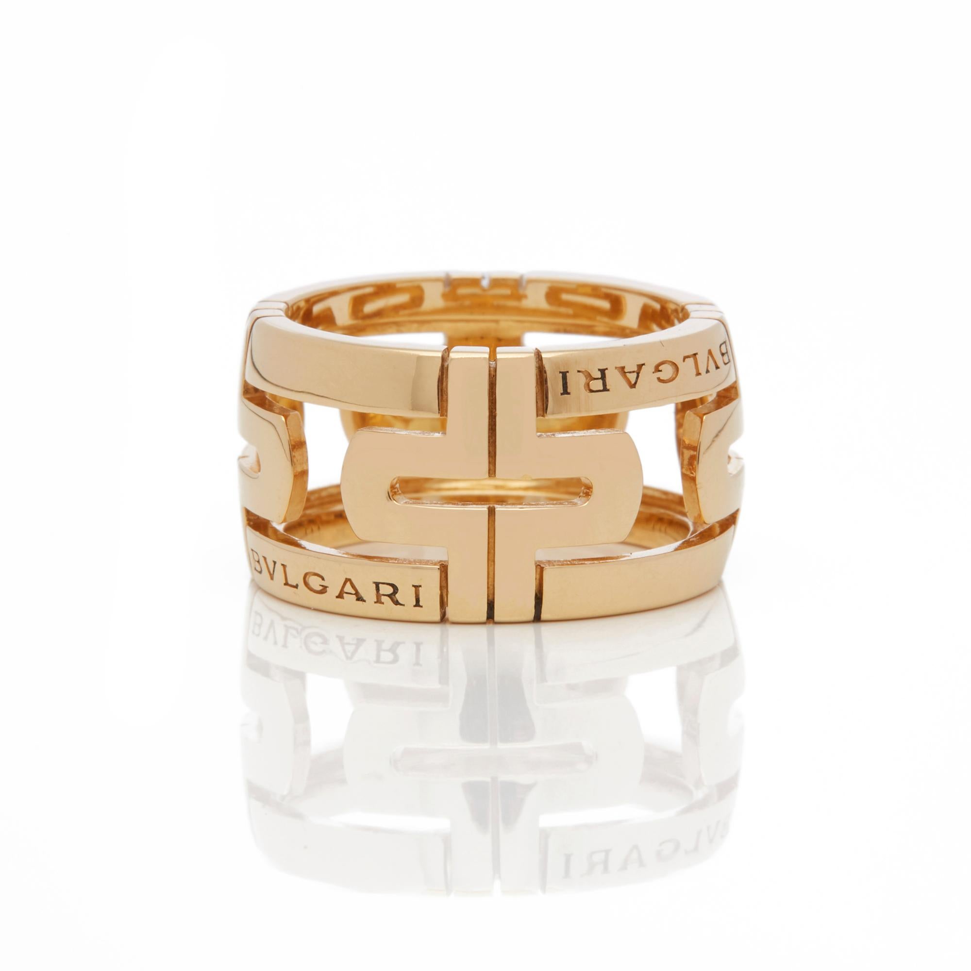 Modern Bulgari 18 Karat Yellow Gold Cut Out Parentesi Band Ring