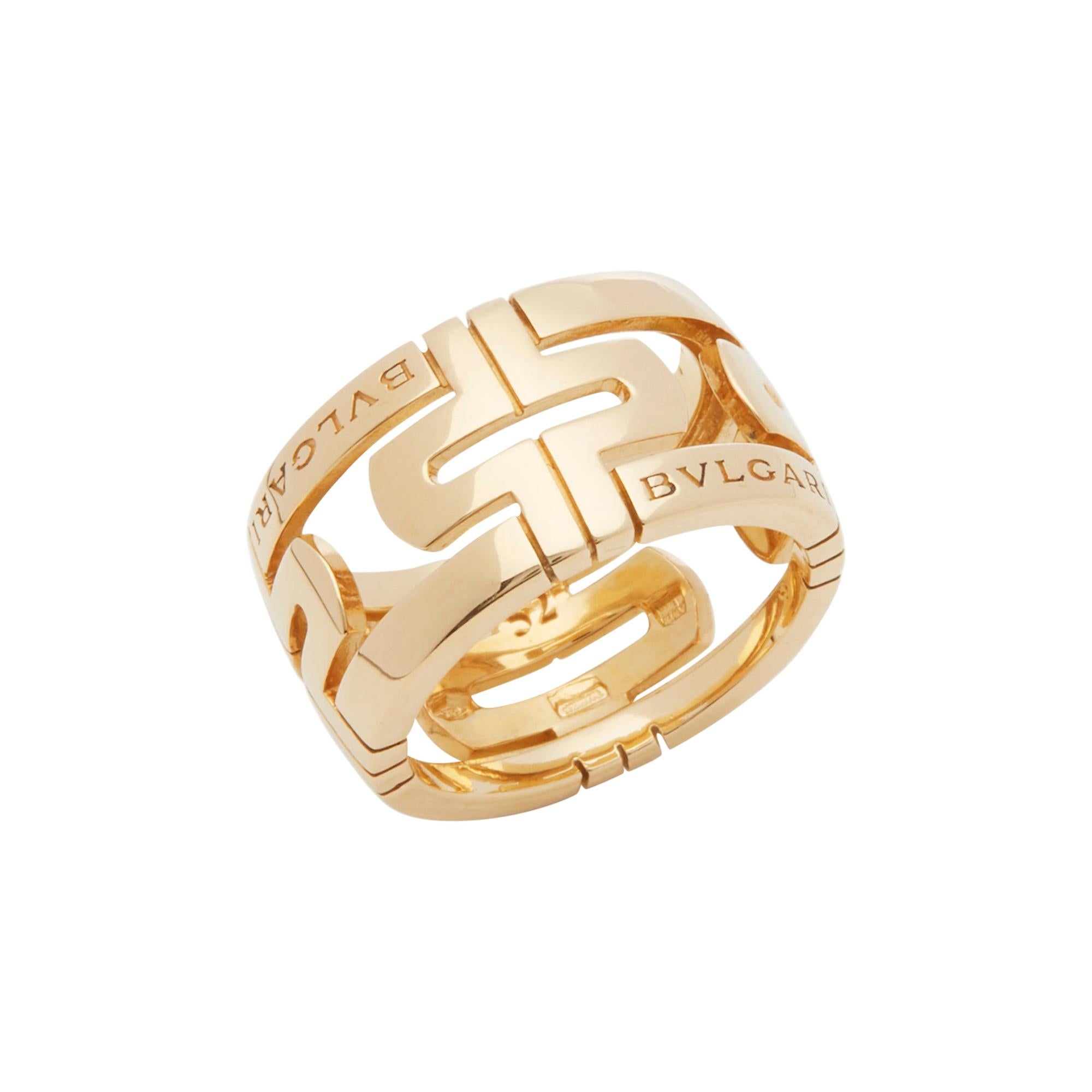 Bulgari 18 Karat Yellow Gold Cut Out Parentesi Band Ring