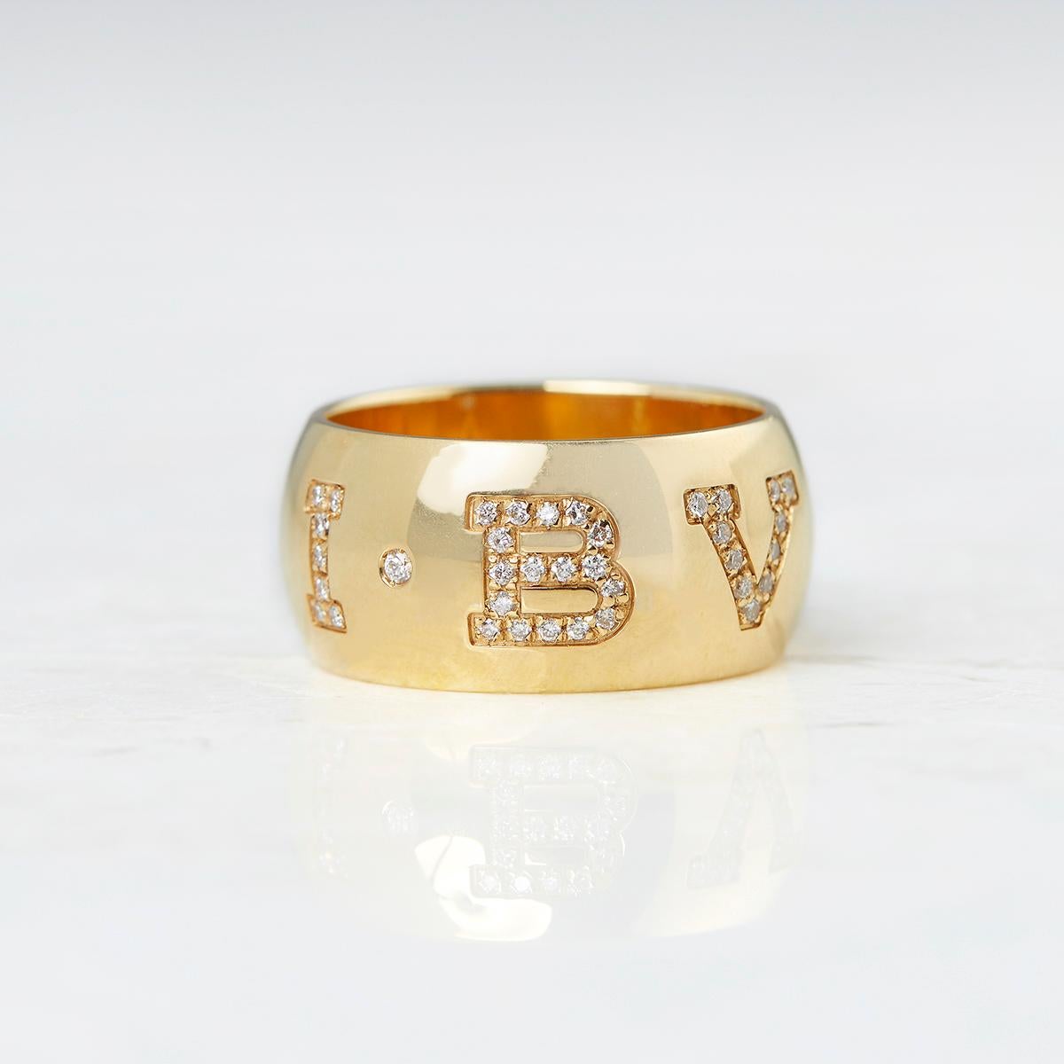 Xupes Code: J118
Brand: Bulgari
Description: 18k Yellow Gold 0.50ct Diamond Monlogo Ring
Accompanied With: Box Only
Gender: Ladies
UK Ring Size: N 1/2
EU Ring Size: 55
US Ring Size: 7
Resizing Possible?: NO
Band Width: 1cm
Condition: 9
Material: