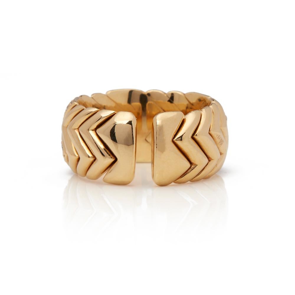 Bulgari 18 Karat Yellow Gold Diamond Spiga Band Ring In Excellent Condition In Bishop's Stortford, Hertfordshire