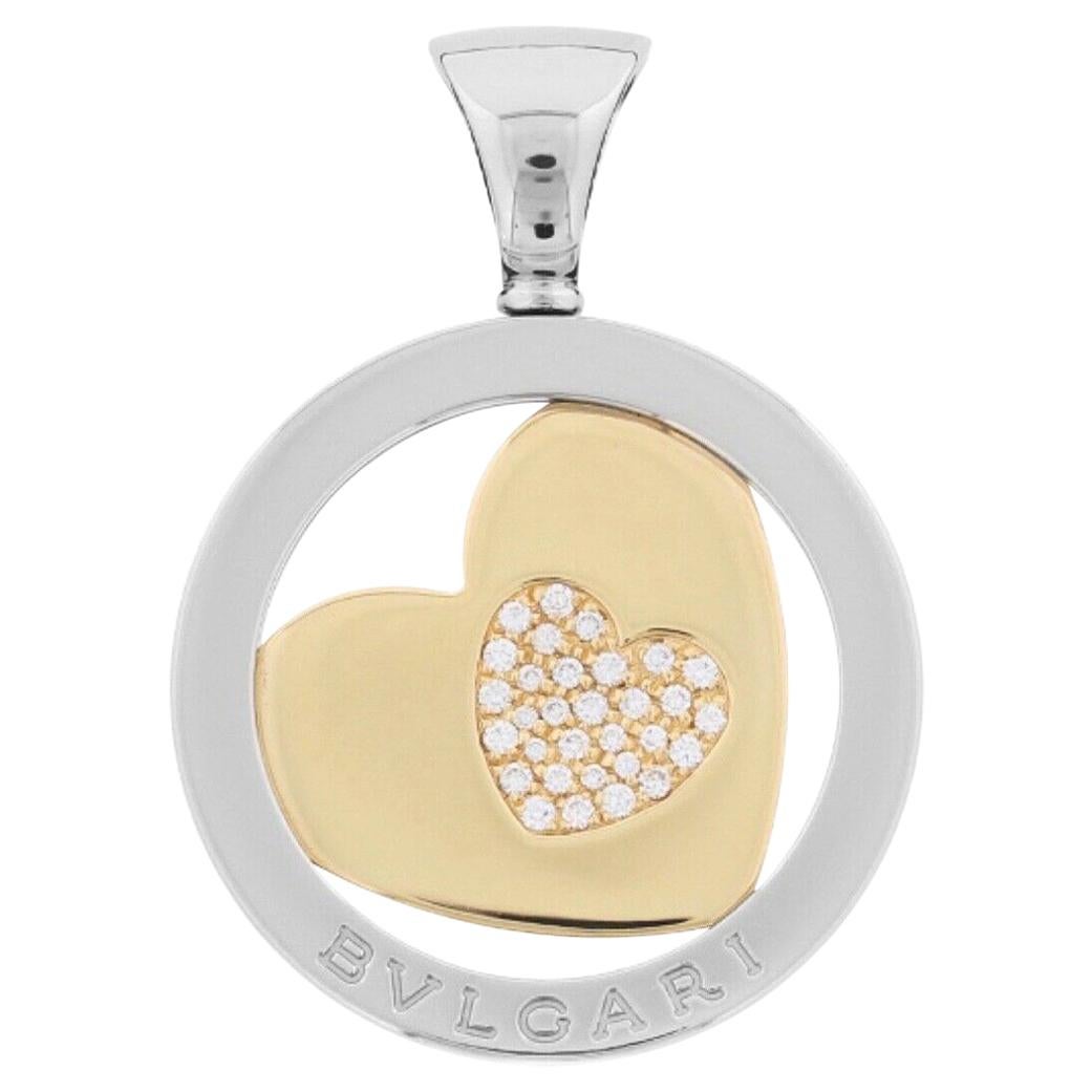 Bulgari 18 Karat Yellow Gold Diamond Tondo Heart Cord Necklace