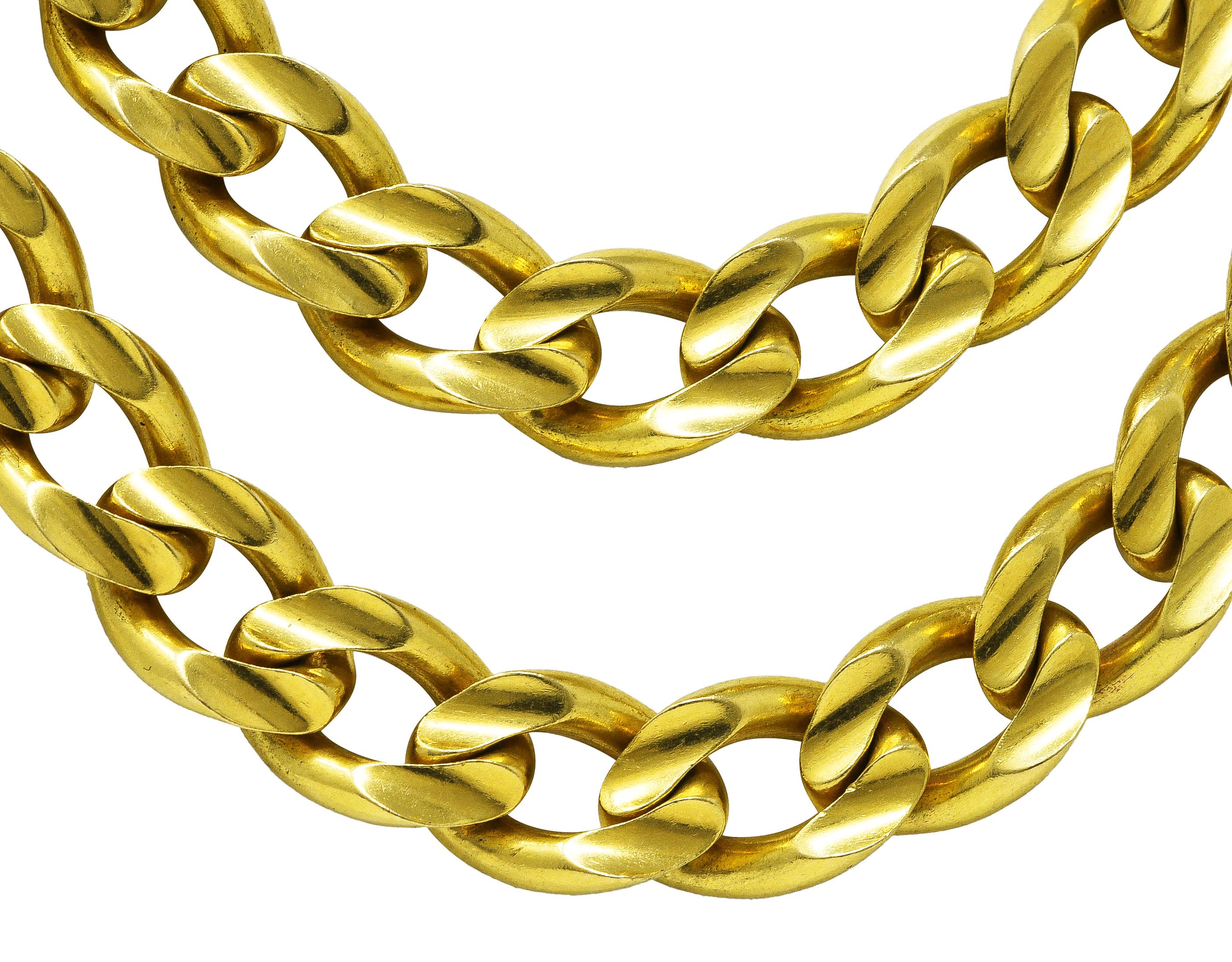 Women's or Men's Bulgari 18 Karat Yellow Gold Fancy Vintage Curb Chain Necklace