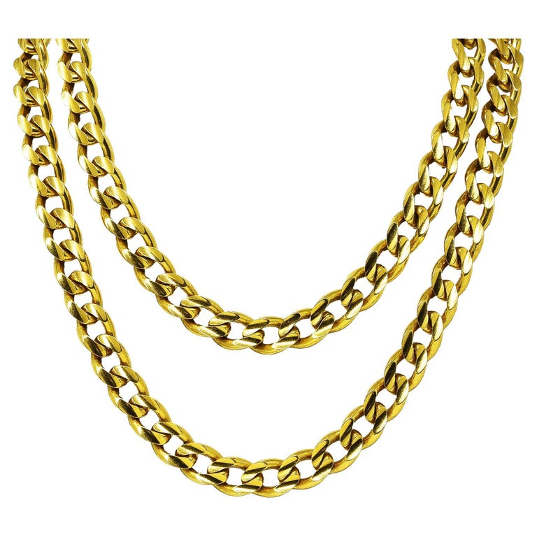 Bulgari 18 Karat Yellow Gold Fancy Vintage Curb Chain Necklace For Sale at  1stDibs | bvlgari gold chain necklace