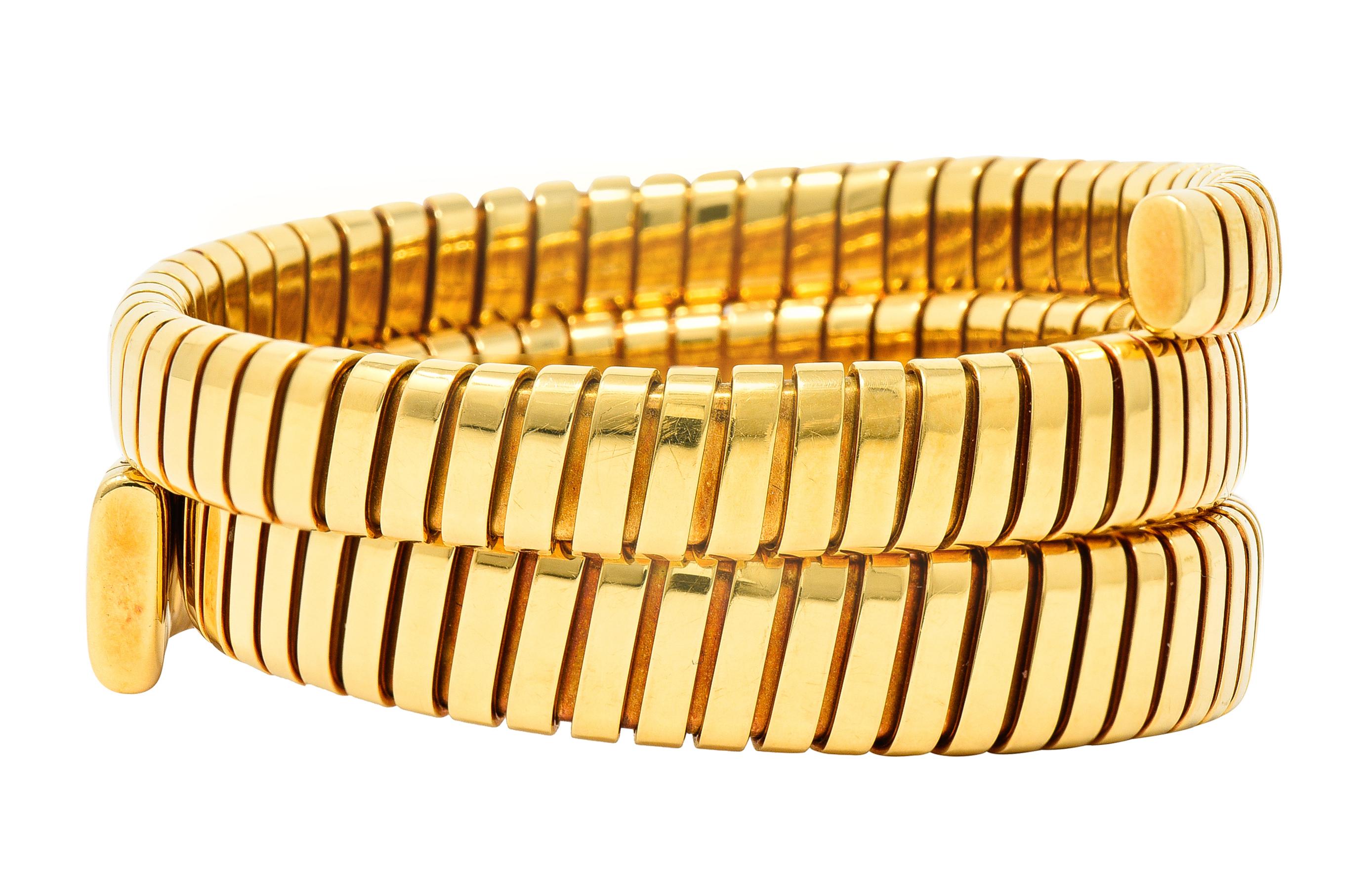 Women's or Men's Bulgari 18 Karat Yellow Gold Flexible Tubogas Wrap Coil Bracelet