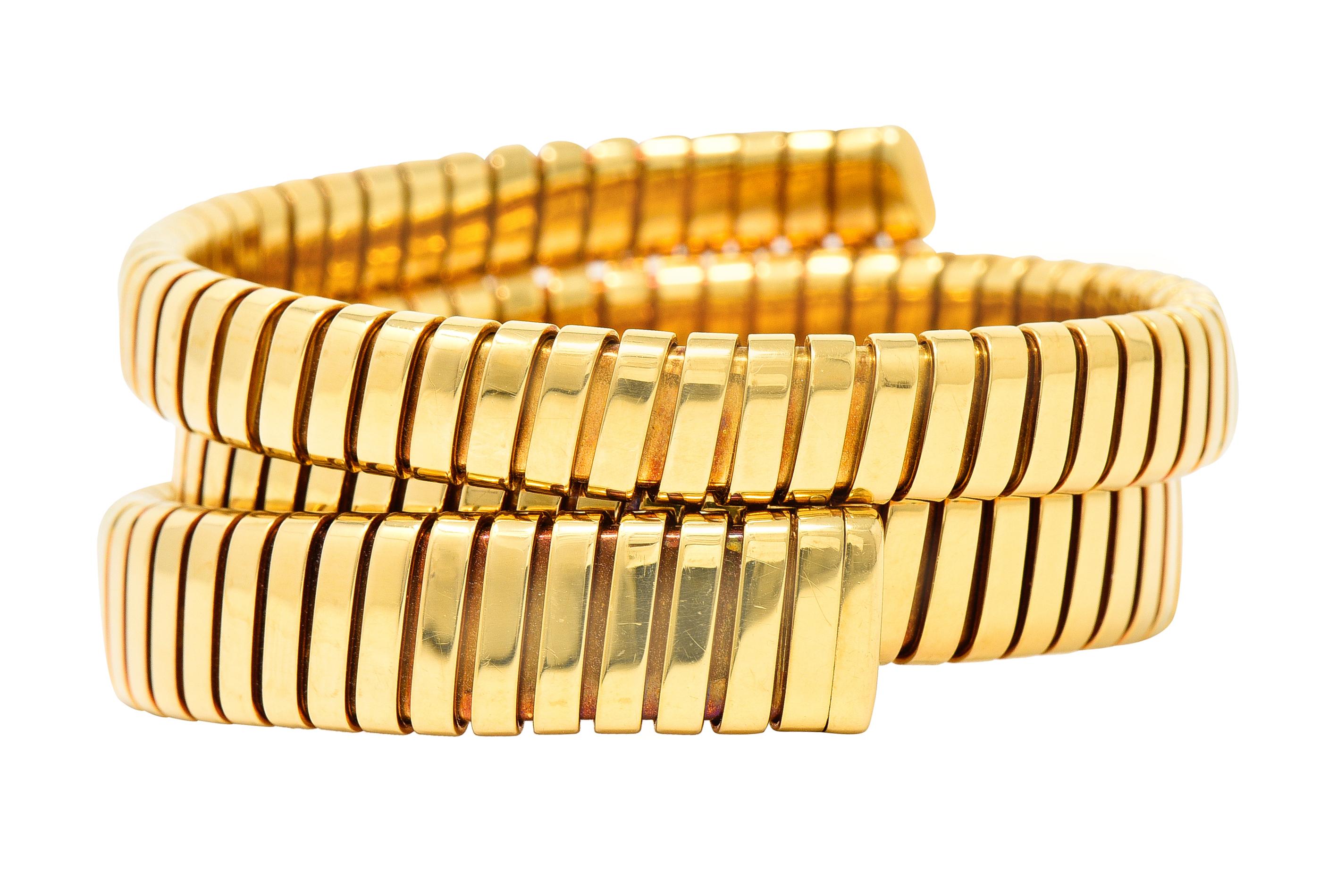 Bulgari 18 Karat Yellow Gold Flexible Tubogas Wrap Coil Bracelet 1