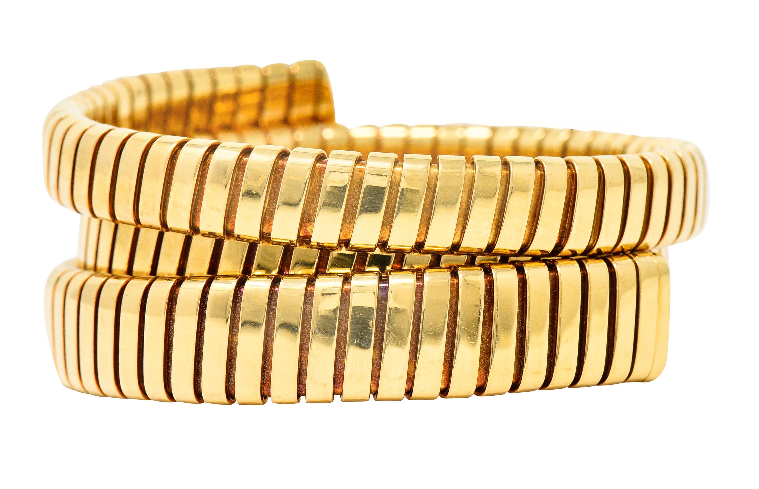 Bulgari 18 Karat Yellow Gold Flexible Tubogas Wrap Coil Bracelet 2