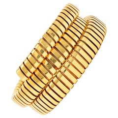 Bulgari 18 Karat Yellow Gold Flexible Tubogas Wrap Coil Bracelet