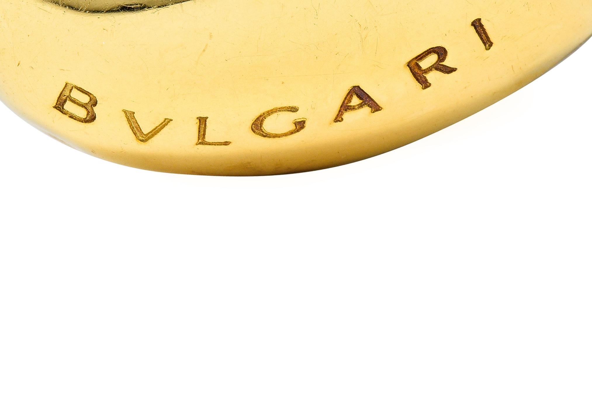 Bulgari 18 Karat Gelbgold Lederkordel-Doppio Cuore Puffed Heart Halskette 2