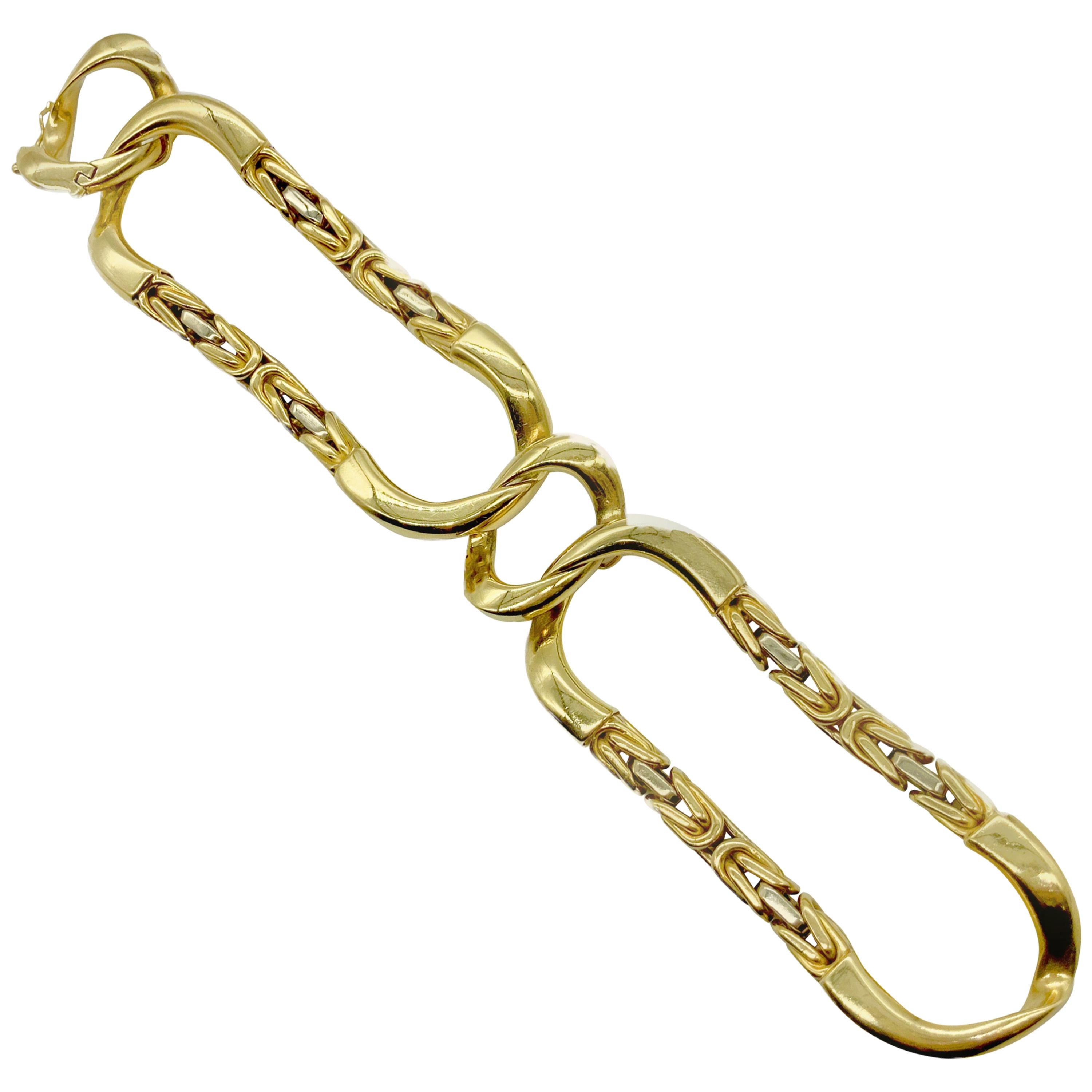 Bulgari 18 Karat Yellow Gold Link Bracelet in Original Box For Sale