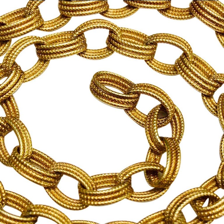 Bulgari 18 Karat Yellow Gold Long Chain Link Necklace at 1stDibs