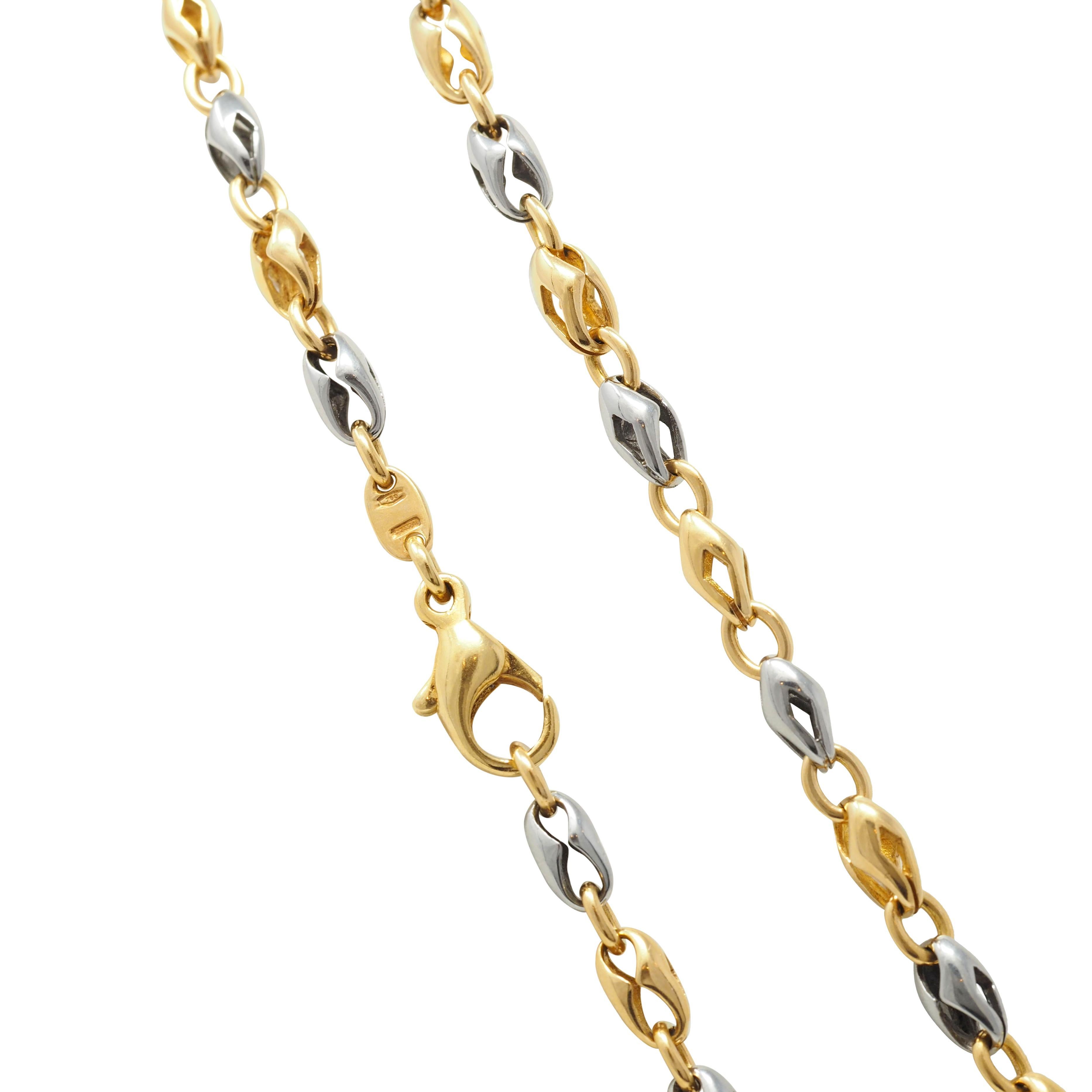 Bulgari 18 Karat Yellow Gold Stainless Steel Pisces Zodiac Flip Pendant Necklace For Sale 4