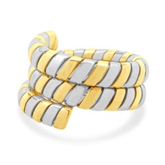 Bulgari Tubogas-Ring aus 18 Karat Gelbgold und Edelstahl