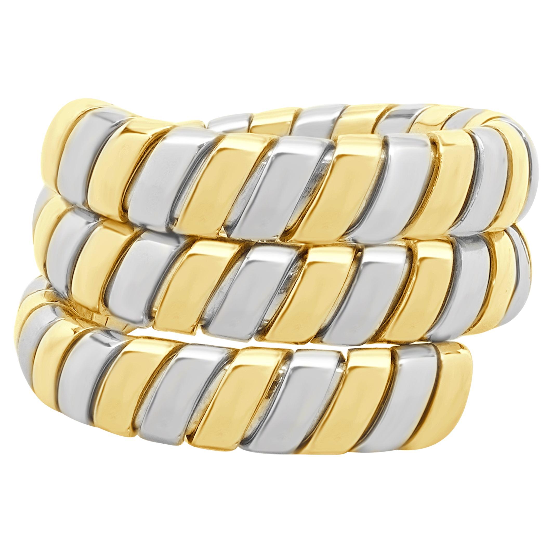 Bulgari 18 Karat Yellow Gold & Stainless Steel Tubogas Ring